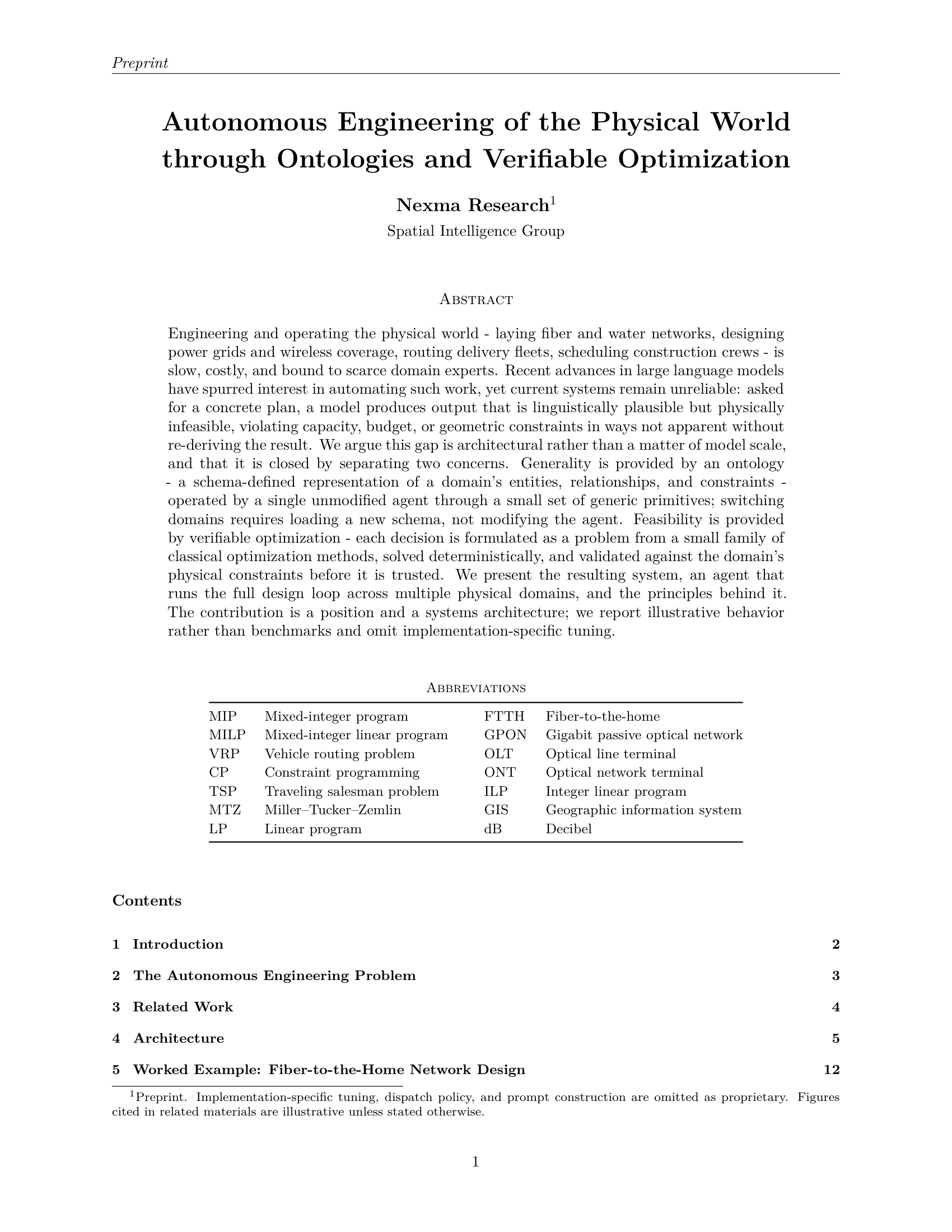 Autonomous Engineering of the Physical World through Ontologies and Verifiable Optimization — first page